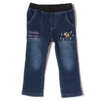 【50%OFF】刺しゅう入りニットデニムストレートパンツ