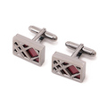 新品　カフスボタン 1.8×1.2cm バーバリー 45384 BURBERRY シルバー系×レッド系 メンズ