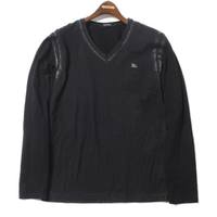 千鳥格子ロゴ刺繍Vネックカットソー 2 バーバリーブラックレーベル 67261 BURBERRY BLACK LABEL ブラック メンズ