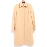 比翼仕立てアンゴラ紺ウールロングコート 38 バーバリーブルーレーベル 73898 BURBERRY BLUE LABEL ベージュ レディース