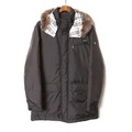 裏地チェックフォックスファーダウンジャケット M バーバリーブラックレーベル br01001589 BURBERRY BLACK LABEL ブラック メンズ