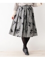チェック&フラワーフレアスカート/チャコールグレー(214)