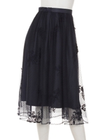 ドットチュール刺繍スカート/ネイビー