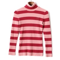 ボーダータートルネックニット 38 バーバリーブルーレーベル 63889 BURBERRY BLUE LABEL ピンク系 レディース