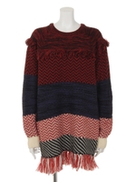 MIXフリンジニットミニワンピ/レッド