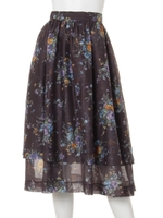 【スカート】花柄エアリースカート/ブラック