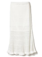 透かし編みマーメイドニットスカート/ホワイト