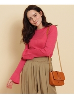 Le lien カシミヤシルク混フレア袖リブニット/ラズベリーピンク(073)