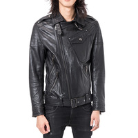 バーバリーブラックレーベル BURBERRY BLACK LABEL 革レザーライダースジャケット M 41836 黒系 メンズ