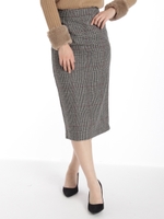 グレンチェックタイトロングスカート/ブラック