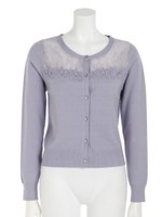 レースクルーネックカーディガン/ネイビー