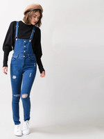 WEGO/クラッシュスキニーサロペット