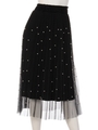 【chille anap】パール付ベロアチュールスカート/BK