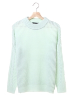 【春の新作】ACハイバル袖ケーブルニット/ミントグリーン