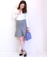 フェイクウールティアードラップスカート