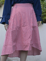 【2018春夏商品】ストライプアシンメトリーラップデザインスカート