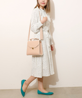 【5倍pt対象】ドットプチハイネックロングワンピース