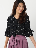 星柄ラッフルブラウス/マスタード
