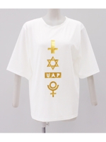 5分丈ゴールドプリントTOP/オフホワイト(002)