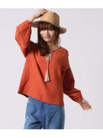 ガーゼ刺繍チュニック/オレンジ(011)