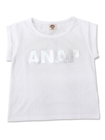 【ANAP KIDS】キラキラロゴロールアップTシャツ/ホワイト(001)