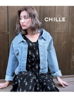 【CHILLE】ショート丈Gジャン/ライトブルー(038)
