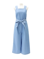 【Settimissimo】ステッチワイドパンツオーバーオール/ライトブルー(038)