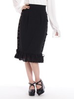 スピンドルコットンレースマーメイドSK/ブラック