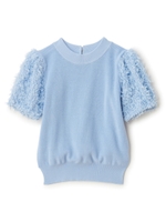 ソデチュールリボンハンソデニット/ライトブルー