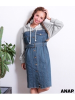 【ANAP】フーディードッキングデニムワンピース/グレー(006)