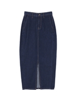 フロントスリットデニムロングスカート/ユーズドブリーチ