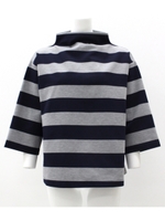 【Alluge】ボトルネック5分袖トップス/グレー(006)