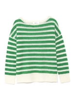 モヘア混ワイドボーダーニット/GRN