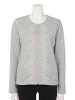 ラメ裏毛ジップカーディガン(レディスサイズ)/杢グレー
