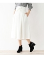 リボンウエストストレッチワイドパンツ/ホワイト系(002)