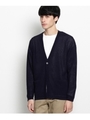 【手洗いOK】ワッフルVネックニットカーディガン/ネイビー(093)
