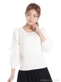 袖フリルニット/ホワイト