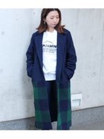 配色チェスターコート/ネイビー(018)