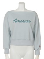 Americaプリントスウェットプルオーバー/ライトブルー