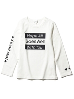 【160cnまで】ロゴ&ハートロングTシャツ/ホワイト(001)
