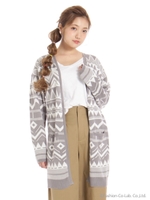 ７Ｇオルテガ柄ロングカーデ/ハイ