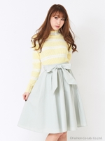 タックギャザーフレアスカート/ライトグリーン