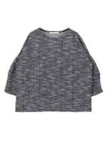 フレアスリーブツイードトップス/ブラック