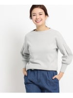 【洗える】【WEB限定あり】スリーブタックニットプルオーバー/ライトグレー(011)