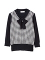 ◆大きいサイズ◆チェックジャガードニットトップス/ネイビー(120)