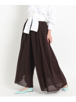 コアヤーンガーゼプリーツワイドパンツ/ブラウン(042)