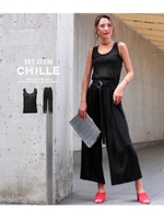 シンプルタンクトップ×パンツSET/ブラック(027)