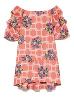 格子花柄オフショルワンピース/PNK