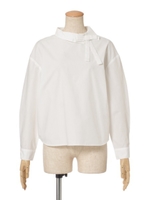 【F i.n.t】リボンタイ付サイド衿シャツ/OFF WHITE