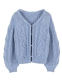 ケーブル編みカーディガン/ライトブルー